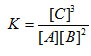 The equilibrium constant, K, is a numeric value found by plugging in the appropriate values.